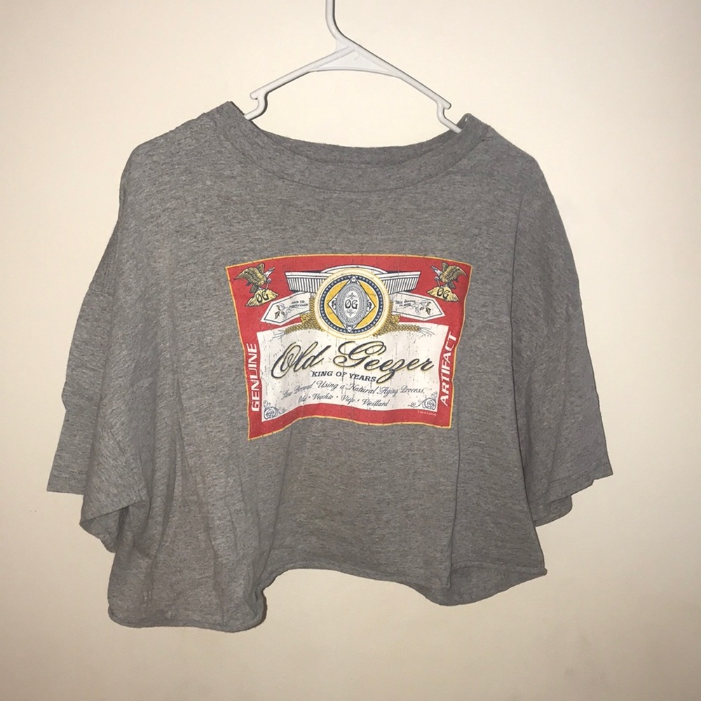 Grey crop top vintage Budweiser logo